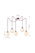 Lampa wisząca GIGI 5 BURGUNDY OPAL - Emibig