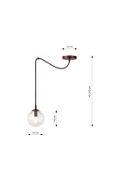 Lampa wisząca GIGI 1 BURGUNDY TRANSPARENT - Emibig