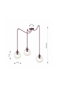Lampa wisząca GIGI 3 BURGUNDY TRANSPARENT - Emibig