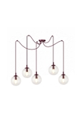 Lampa wisząca GIGI 5 BURGUNDY TRANSPARENT - Emibig