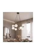 Lampa wisząca AZURA 8 OLIVE GREEN OPAL - Emibig