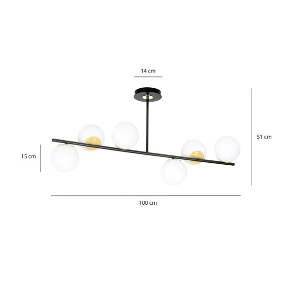 Lampa sufitowa FLOKI 6 BLACK GOLD