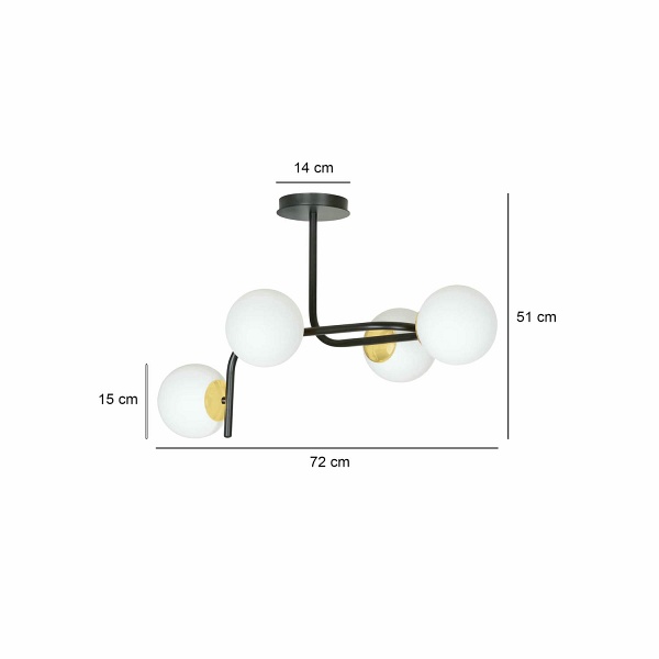 Lampa sufitowa RAGNAR 4A BLACK GOLD