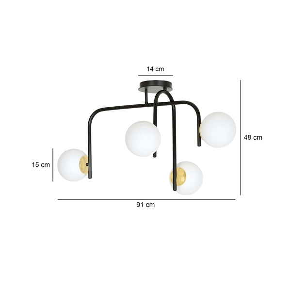 Lampa sufitowa RAGNAR 4B BLACK GOLD