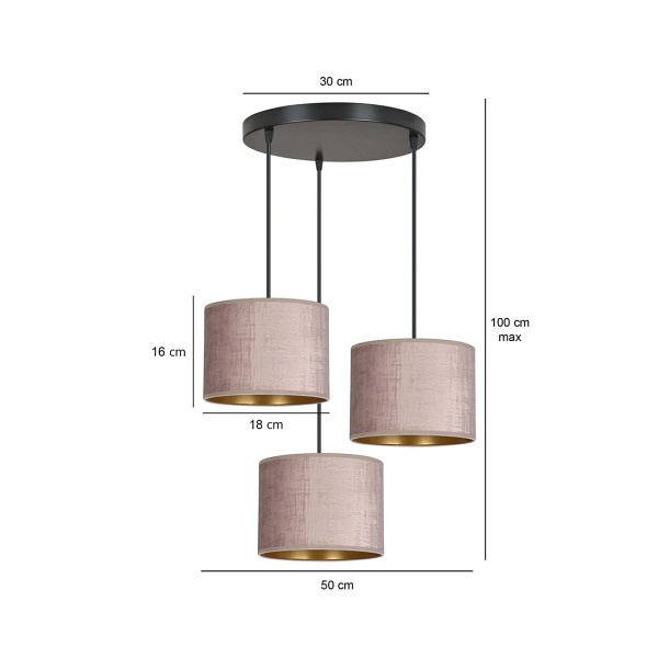 Lampa wisząca HILDE 3 BL PREMIUM ROSE