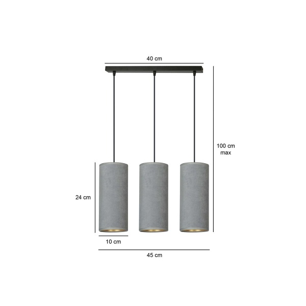 Lampa wisząca BENTE 3 BL GRAY