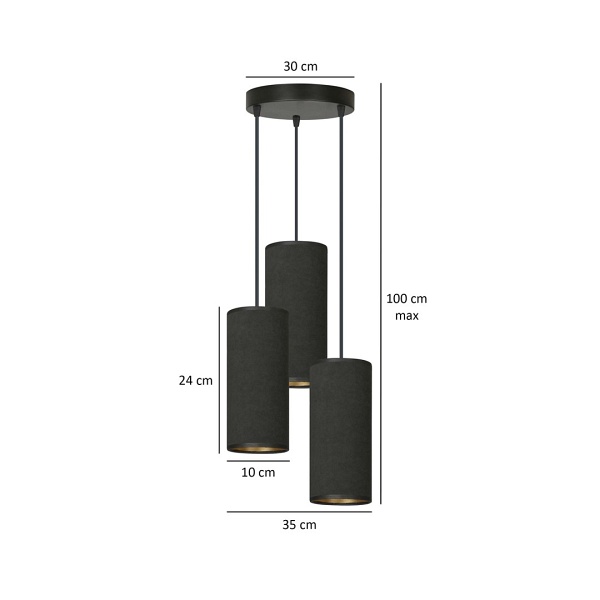 Lampa wisząca BENTE 3 BL PREMIUM BLACK