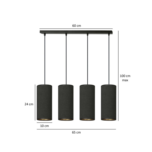 Lampa wisząca BENTE 4 BL BLACK