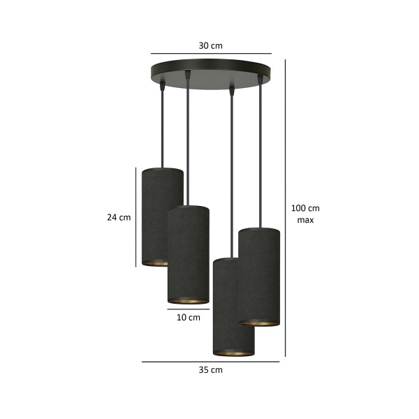 Lampa wisząca BENTE 4 BL PREMIUM BLACK