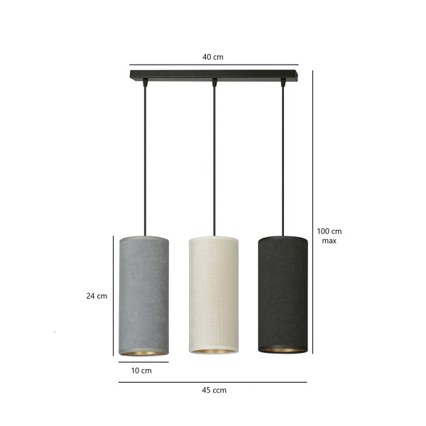 Lampa wisząca BENTE 3 BL MIX