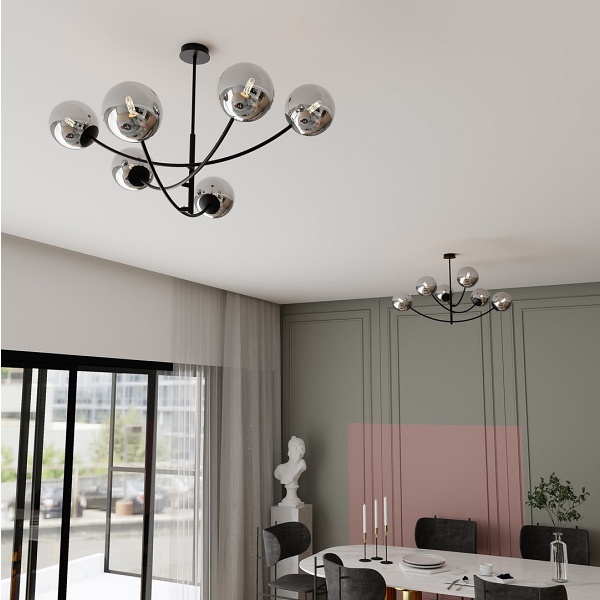 Lampa sufitowa HUNTER 6 BLACK/GRAFIT