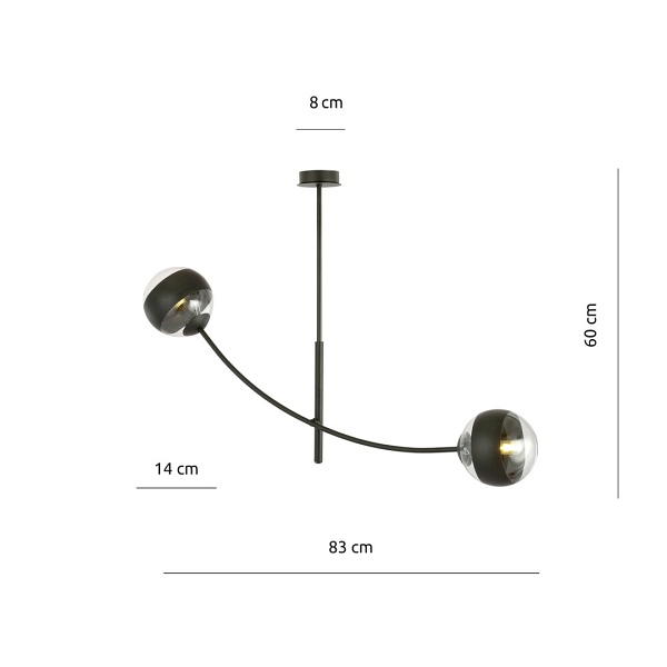 Lampa sufitowa HUNTER 2 BLACK/STRIPE