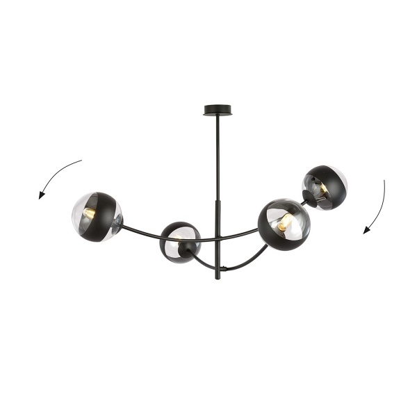 Lampa sufitowa HUNTER 4 BLACK/STRIPE
