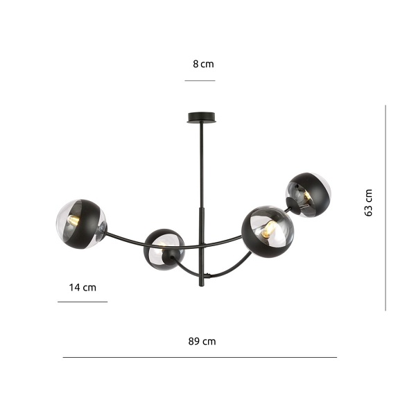 Lampa sufitowa HUNTER 4 BLACK/STRIPE