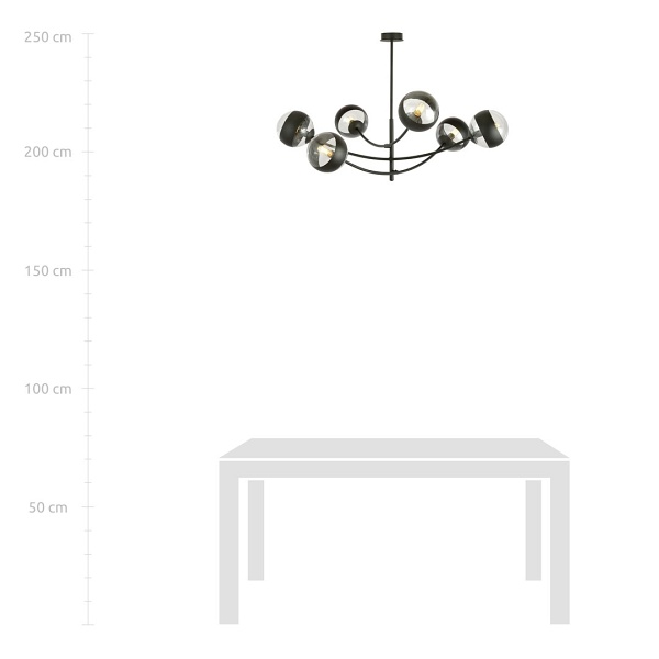 Lampa sufitowa HUNTER 6 BLACK/STRIPE - Emibig