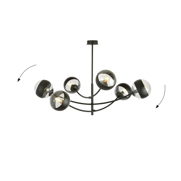 Lampa sufitowa HUNTER 6 BLACK/STRIPE