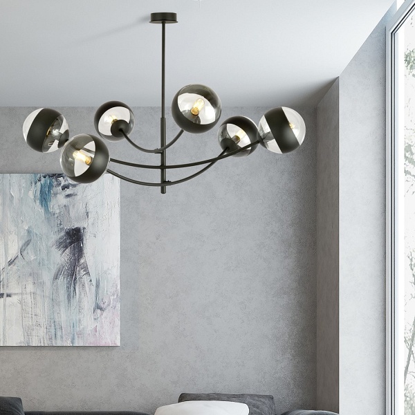 Lampa sufitowa HUNTER 6 BLACK/STRIPE