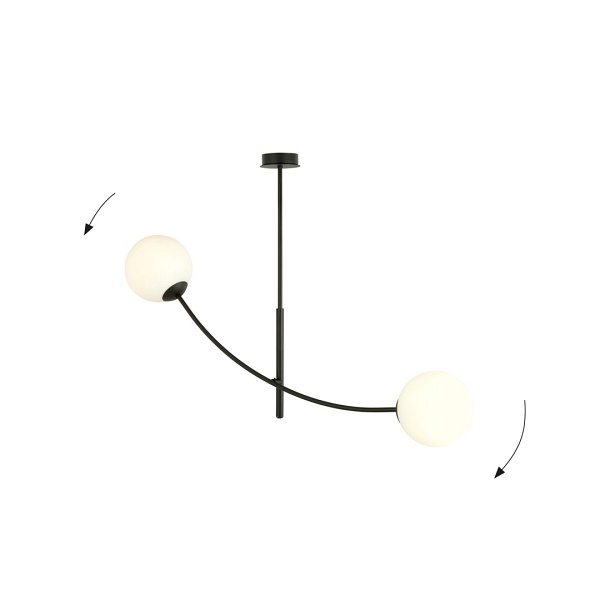 Lampa sufitowa HUNTER 2 BLACK/OPAL - Emibig