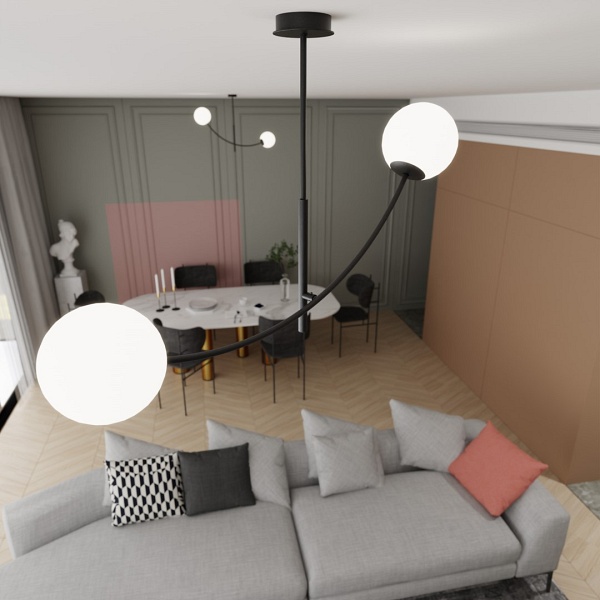 Lampa sufitowa HUNTER 2 BLACK/OPAL