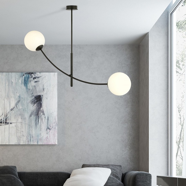 Lampa sufitowa HUNTER 2 BLACK/OPAL