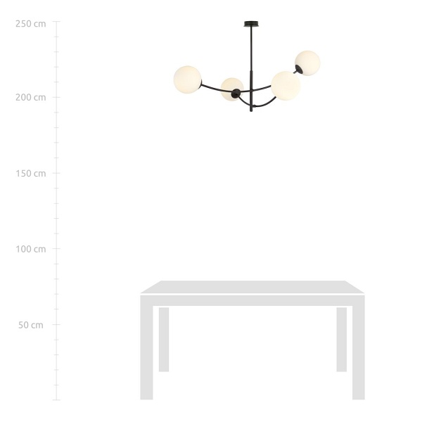 Lampa sufitowa HUNTER 4 BLACK/OPAL