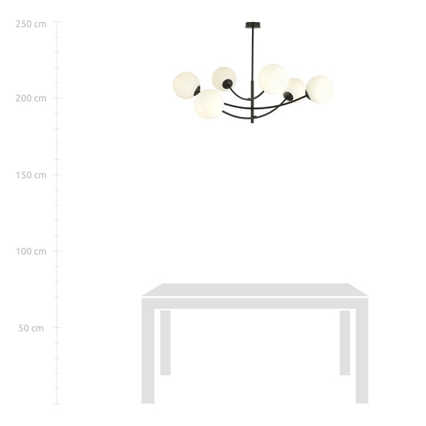 Lampa sufitowa HUNTER 6 BLACK/OPAL