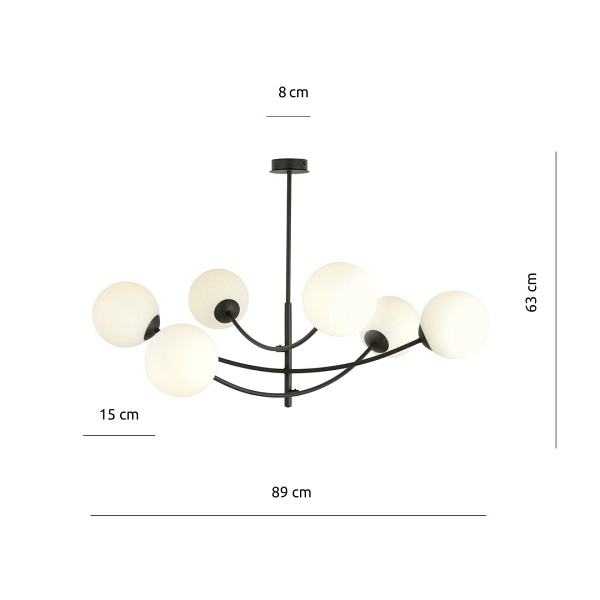 Lampa sufitowa HUNTER 6 BLACK/OPAL