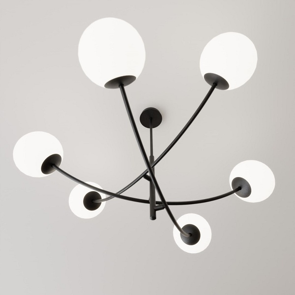 Lampa sufitowa HUNTER 6 BLACK/OPAL