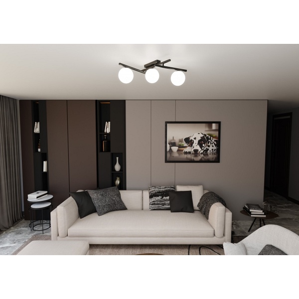 Lampa sufitowa SMART 3 BLACK/OPAL