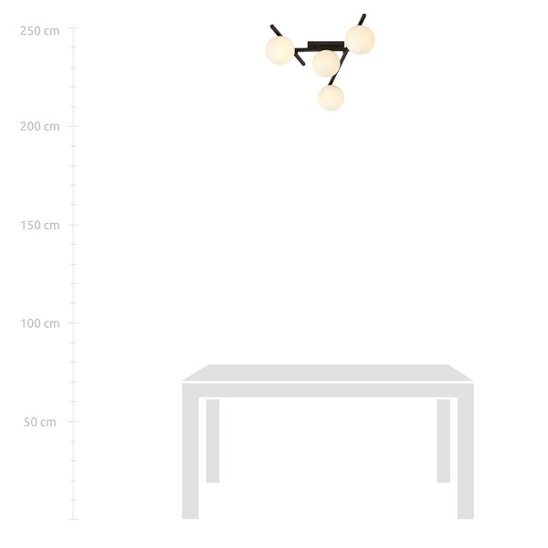 Lampa sufitowa SMART 4 BLACK/OPAL