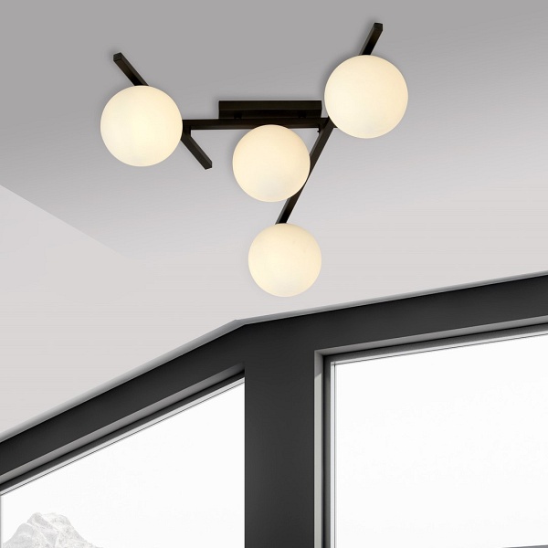 Lampa sufitowa SMART 4 BLACK/OPAL
