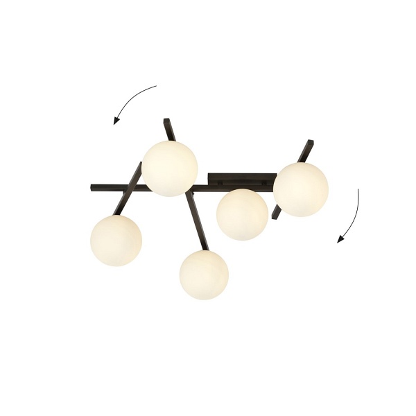 Lampa sufitowa SMART 5 BLACK/OPAL - Emibig