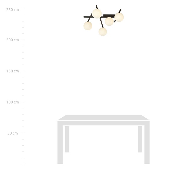 Lampa sufitowa SMART 5 BLACK/OPAL