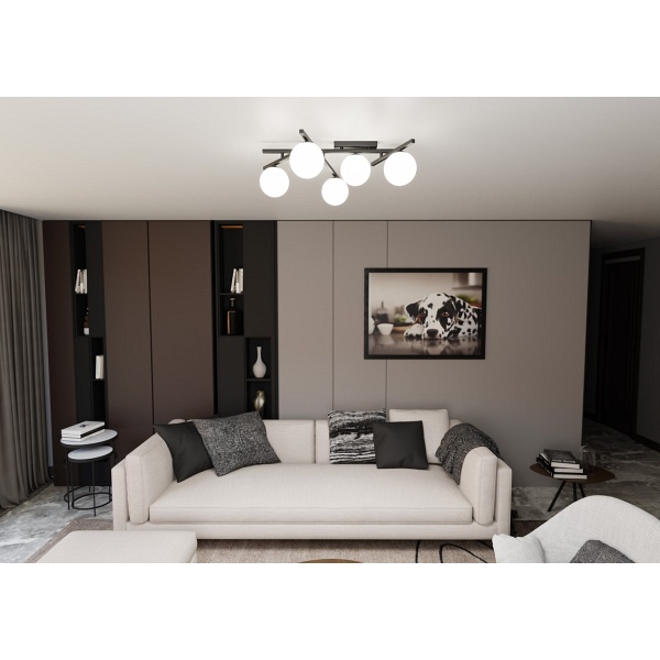 Lampa sufitowa SMART 5 BLACK/OPAL