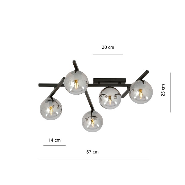 Lampa sufitowa SMART 5 BLACK/GRAFIT - Emibig