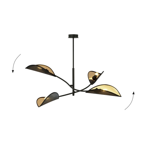 Lampa sufitowa LOTUS 4 BLACK/GOLD - Emibig