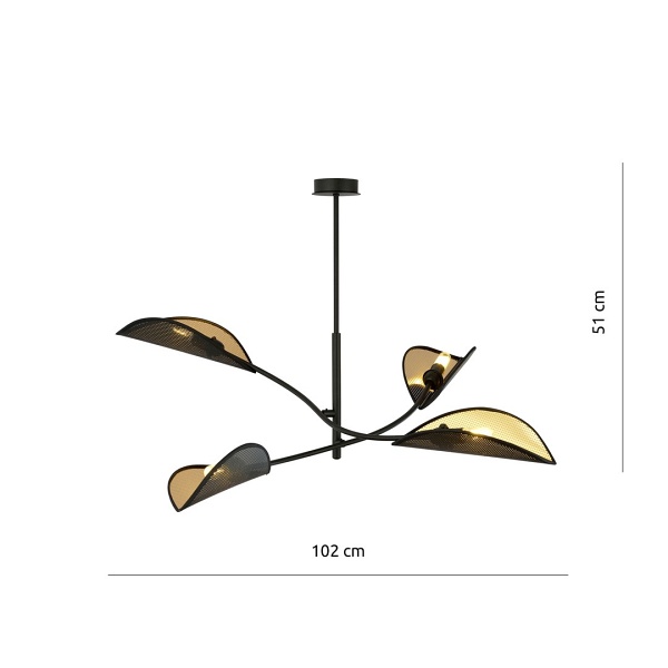 Lampa sufitowa LOTUS 4 BLACK/GOLD