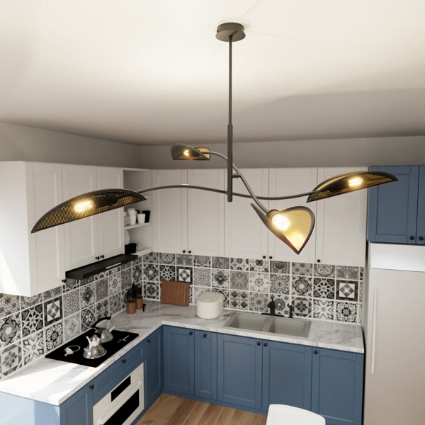 Lampa sufitowa LOTUS 4 BLACK/GOLD