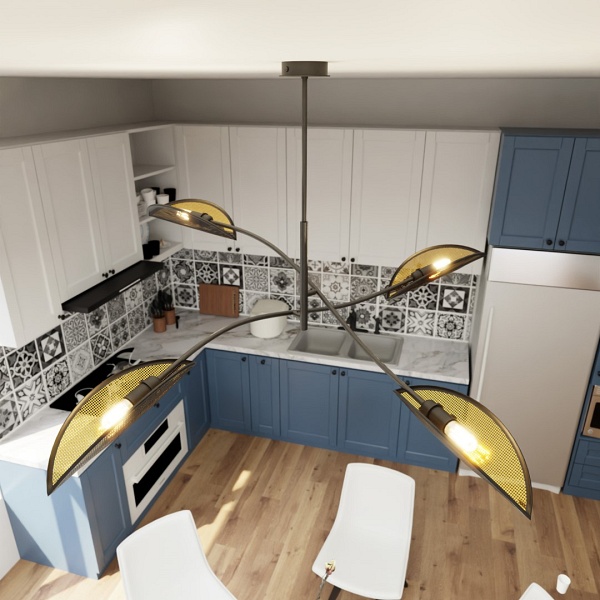 Lampa sufitowa LOTUS 4 BLACK/GOLD