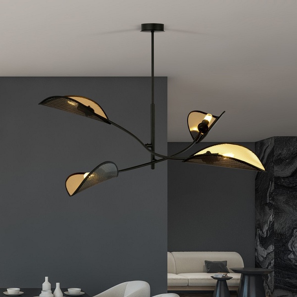 Lampa sufitowa LOTUS 4 BLACK/GOLD