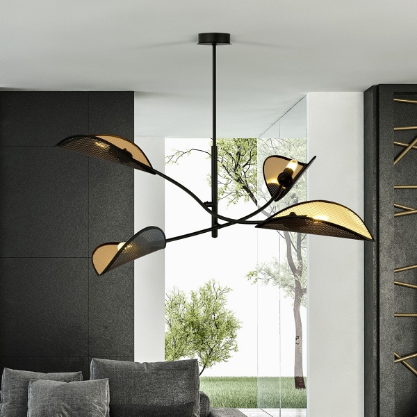 Lampa sufitowa LOTUS 4 BLACK/GOLD