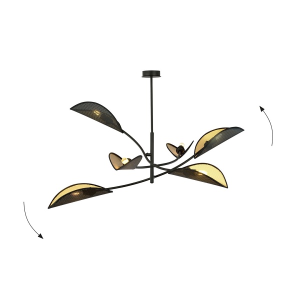 Lampa sufitowa LOTUS 6 BLACK/GOLD - Emibig