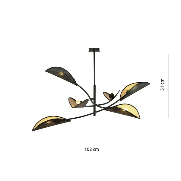 Lampa sufitowa LOTUS 6 BLACK/GOLD