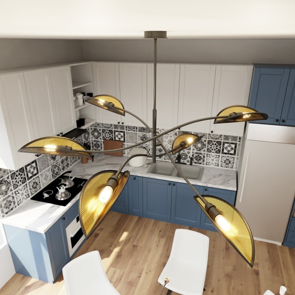 Lampa sufitowa LOTUS 6 BLACK/GOLD