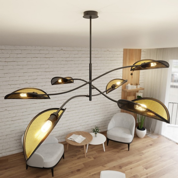 Lampa sufitowa LOTUS 6 BLACK/GOLD