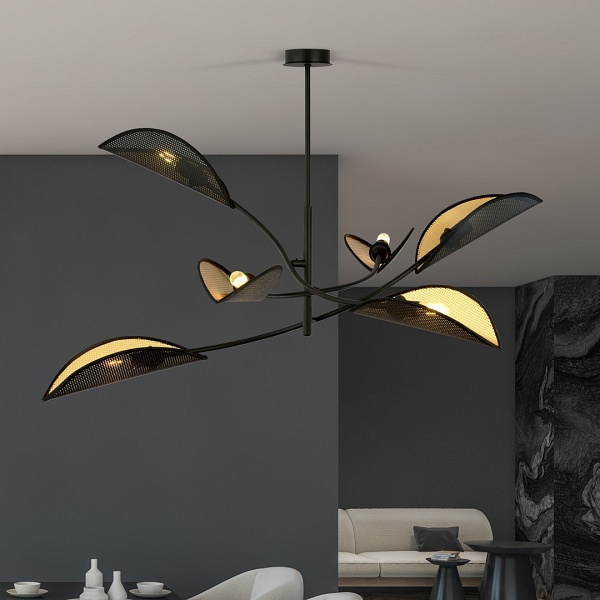 Lampa sufitowa LOTUS 6 BLACK/GOLD