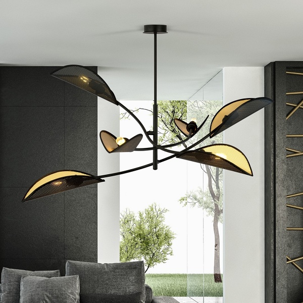 Lampa sufitowa LOTUS 6 BLACK/GOLD