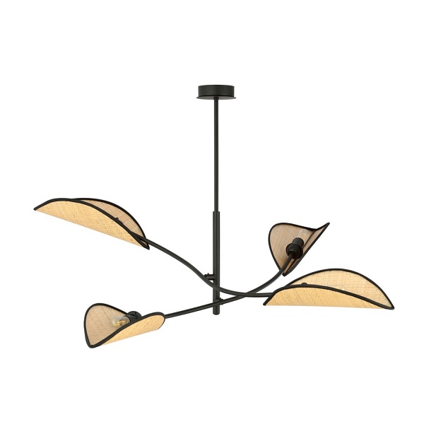 Lampa sufitowa LOTUS 4 BLACK/RATTAN