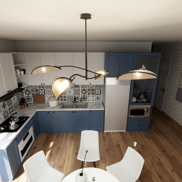 Lampa sufitowa LOTUS 4 BLACK/RATTAN