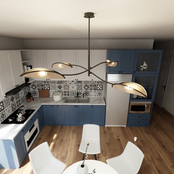 Lampa sufitowa LOTUS 4 BLACK/RATTAN